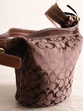 Coach Vintage Brown Monogram Shoulder/Crossbody Barrel Bottom Bag